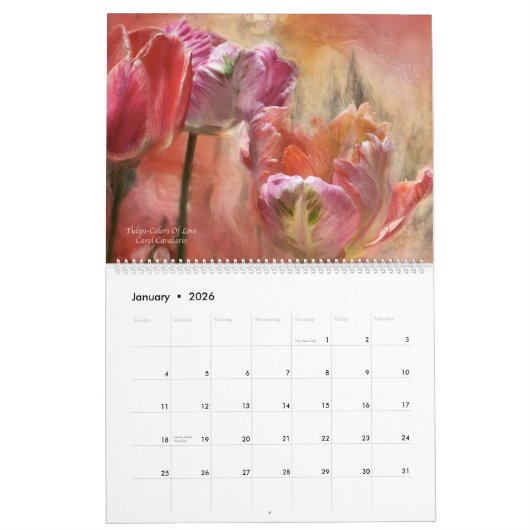 Calendrier Mural Collection d'art florale de collection Romance (Jan 2026)