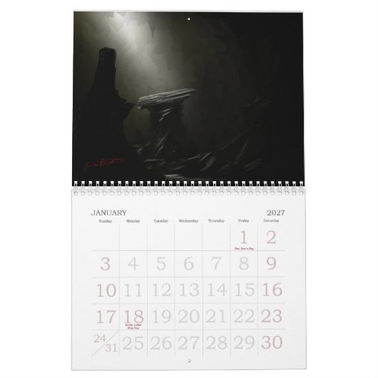Calendrier Mural Concept de Jamie Baxter (Jan 2027)