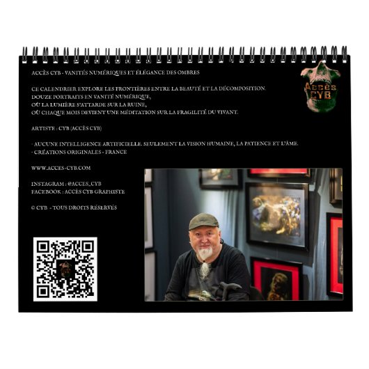 Calendrier mural d’art obscur – Format vertical (Dos)