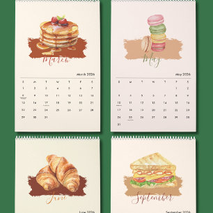 Calendrier mural d'art alimentaire sucré pour la d