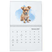 Calendrier mural d'art de chiens peints à la main (Feb 2027)