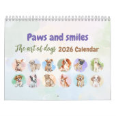 Calendrier mural d'art de chiens peints à la main (Protection)