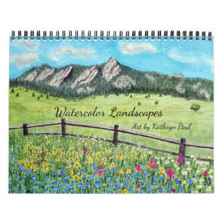 Calendrier mural d'art de paysage à l'aquarelle