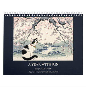 Calendrier mural d'art félin japonais 2027 Une a