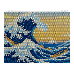 Calendrier mural d'art japonais Ukiyo-e en pixels 