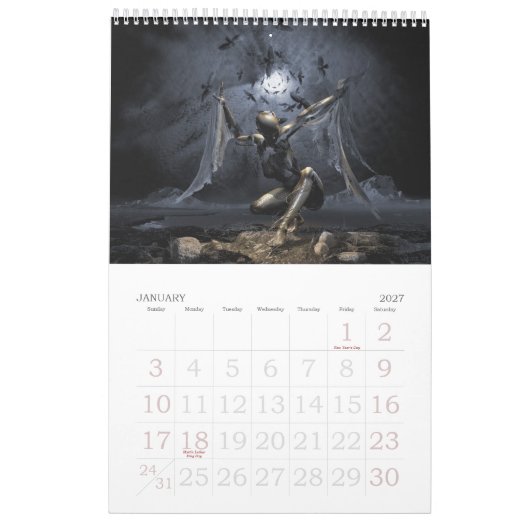 Calendrier mural de "anges et de démons" 2013 (Jan 2027)