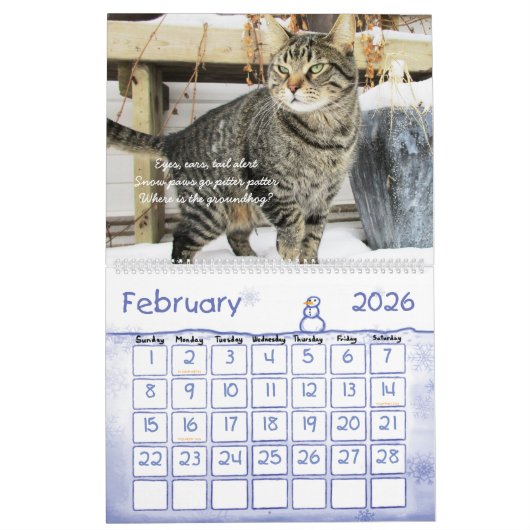 Calendrier mural de chat 2017 (Feb 2026)