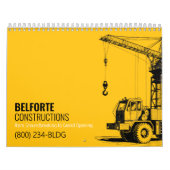 Calendrier mural de construction | Grue jaune et n (Protection)