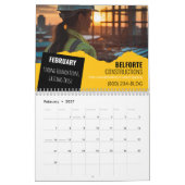 Calendrier mural de construction | Grue jaune et n (Feb 2027)