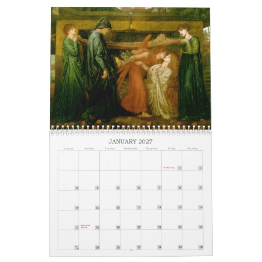 Calendrier mural de Gabriel Dante Rossetti (Jan 2027)