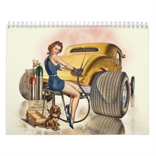 Calendrier mural de hot rod et rétros pin-up (Protection)