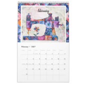 Calendrier mural de machine à coudre à motif patch (Feb 2027)
