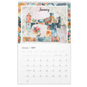 Calendrier mural de machine à coudre à motif patch (Jan 2027)