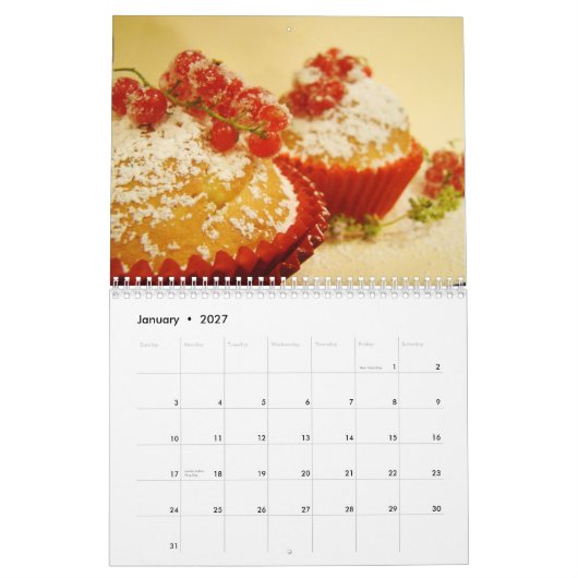 Calendrier mural de petits gâteaux (Jan 2027)
