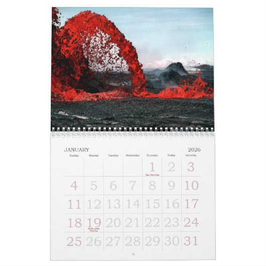 Calendrier mural de volcan de lave (Jan 2026)