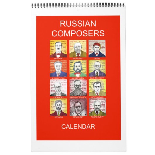 Calendrier mural des COMPOSITEURS RUSSES (Protection)