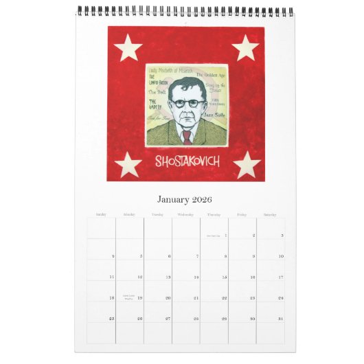 Calendrier mural des COMPOSITEURS RUSSES (Jan 2026)