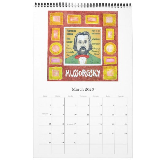 Calendrier mural des COMPOSITEURS RUSSES (Mar 2026)