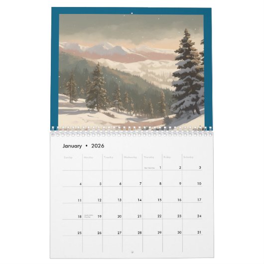 Calendrier mural des saisons 2025 (Jan 2026)