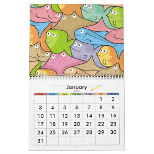 Calendrier Mural Dessin animé de poissons