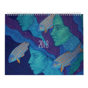 Calendrier Mural Divine féminine, filles peintes imaginaire art sur