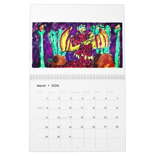 Calendrier Mural Dragon et pierres gemmes (Mar 2026)