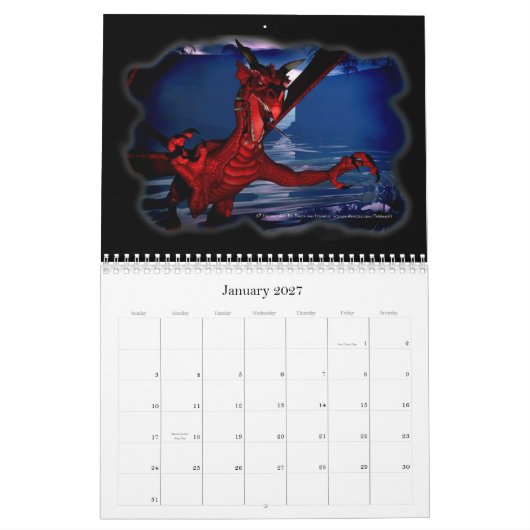 Calendrier Mural DragonCat Designs 2009 3D Dragons (Jan 2027)