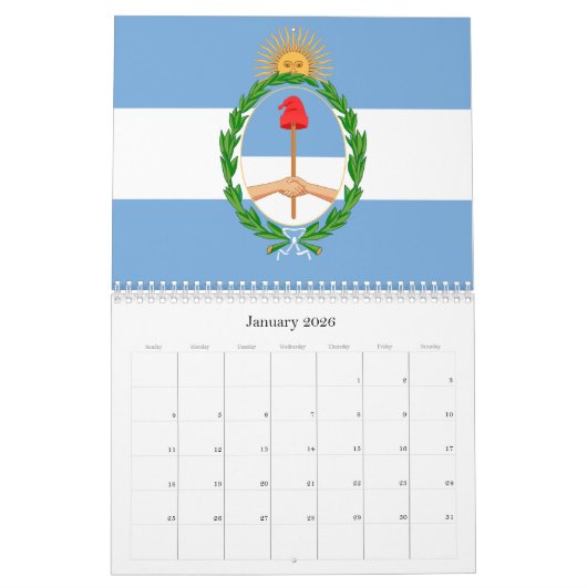 Calendrier Mural drapeaux d'amérique du sud (Jan 2026)