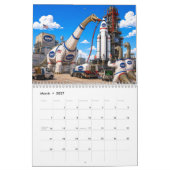 Calendrier mural drôle de dinosaure astronaute (Mar 2027)
