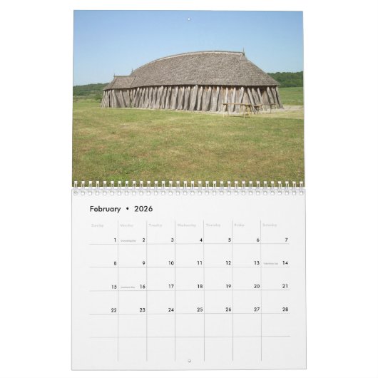 Calendrier mural du Danemark (Feb 2026)