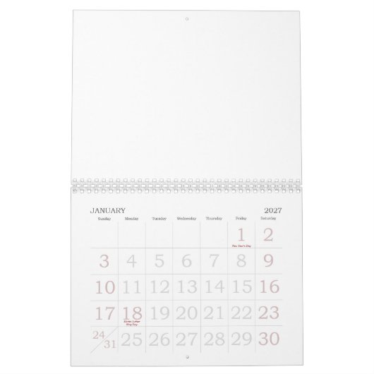 CALENDRIER MURAL ÉCHECS CALANDER DU MONDE (Jan 2027)