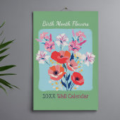 Calendrier mural élégant des fleurs de naissance d