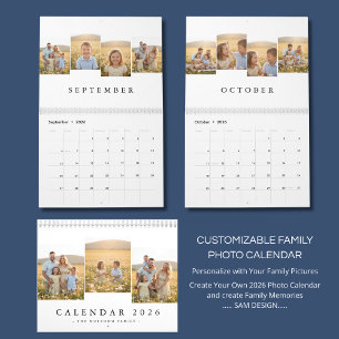 Calendrier mural élégant et personnalisé de souven