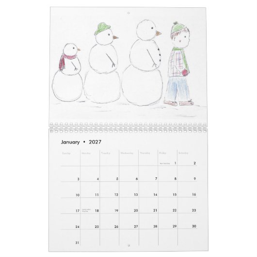 Calendrier Mural Enfants de fabrication domestique (Jan 2027)
