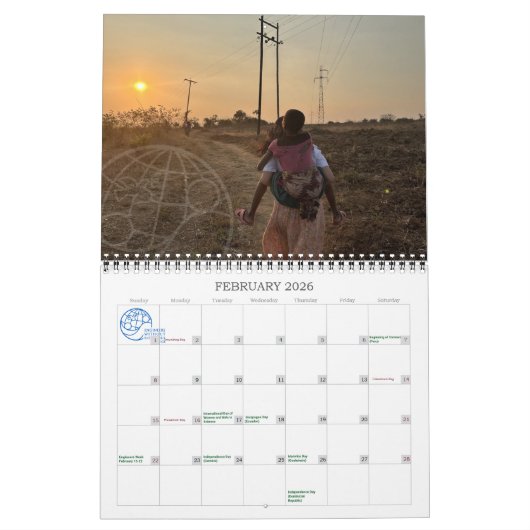 Calendrier mural EWB-USA 2025 (Feb 2026)