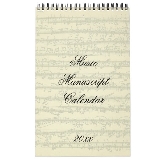 Calendrier Mural Extraits du manuscrit de musique Année en cours (Protection)