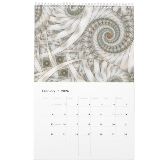 Calendrier Mural Fractale en spirale "en baisse" (Feb 2026)