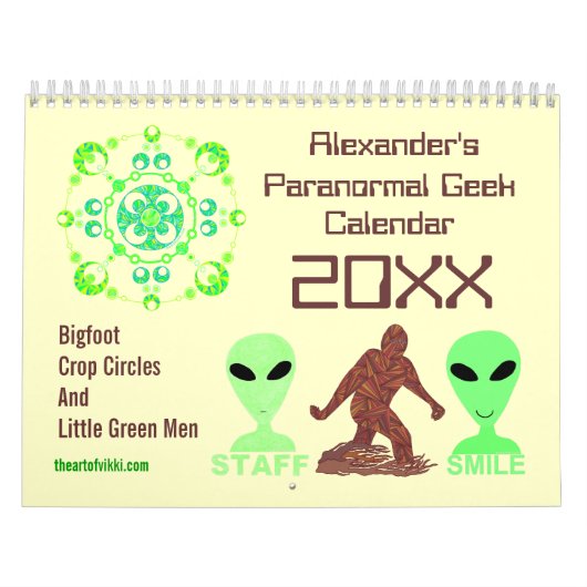 Calendrier Mural Geek paranormal 20XX Bigfoot Aliens cercles de cul (Protection)