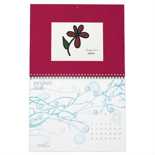 Calendrier Mural Gemmes de fleur (Jan 2026)