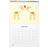Calendrier Mural Giraffes 2014. Caricatures mignonnes. (Feb 2027)