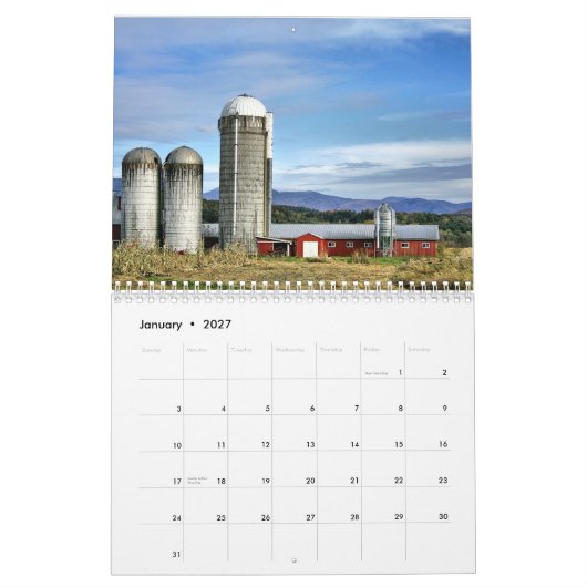 Calendrier Mural Granges au Vermont (Jan 2027)