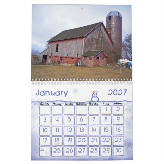 Calendrier Mural Granges de l'Iowa du nord (Jan 2027)