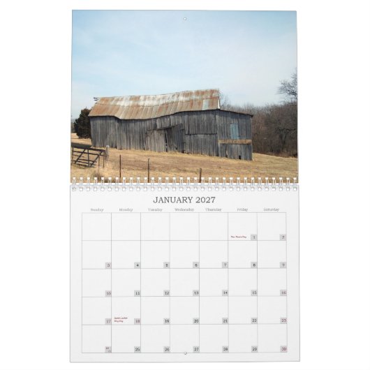 Calendrier Mural Granges du Missouri (Jan 2027)