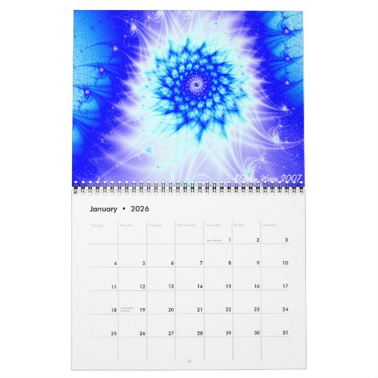 Calendrier Mural Guirlande de cuivre, fractales, 2007 (Jan 2026)