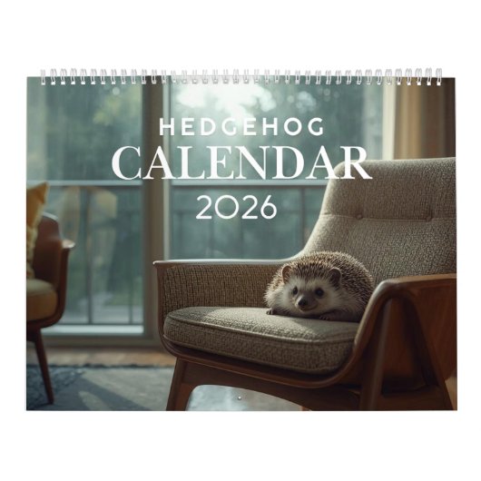 Calendrier mural Hérisson 2026 | 12 Mois (Protection)