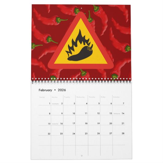 Calendrier Mural Hot pepper danger (Feb 2026)
