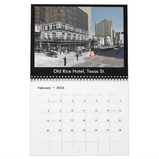 Calendrier Mural Houston - "alors et maintenant" classez (Feb 2026)