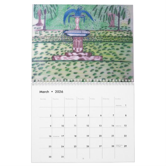 Calendrier Mural Illustration/calendrier inspiré du R-U conceptions (Mar 2026)