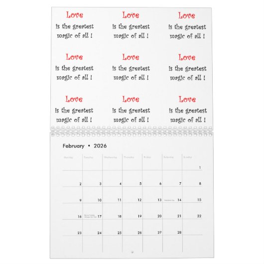 Calendrier Mural Illustration/calendrier inspiré du R-U conceptions (Feb 2026)