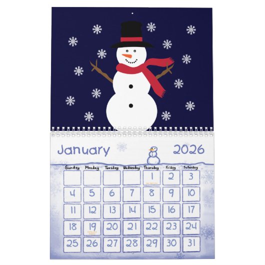 Calendrier Mural Illustrations mignonnes d'animaux et d'enfants de (Jan 2026)